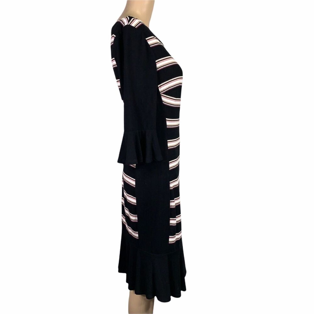 White House Black Market Womens Sheath Dress Bell Sleeve Flippy Hem Stripes Sz 8 - Picture 6 of 15